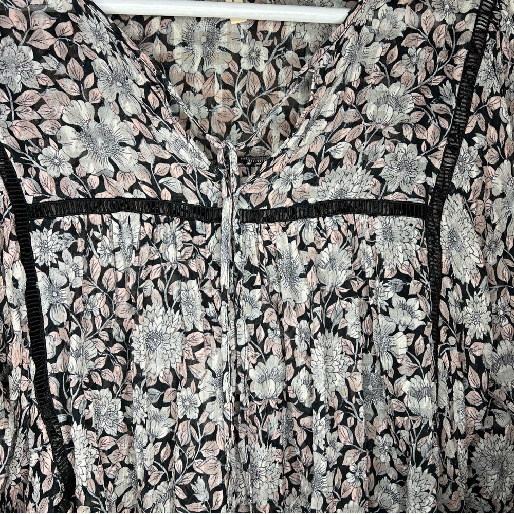 Rebecca Taylor Lindsay Boho Silk Floral Sheer Peasant Blouse Size 2 - Picture 8 of 16
